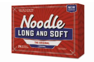 A box of Noodle Long and Soft golf balls, one of the best for beginner golfers.