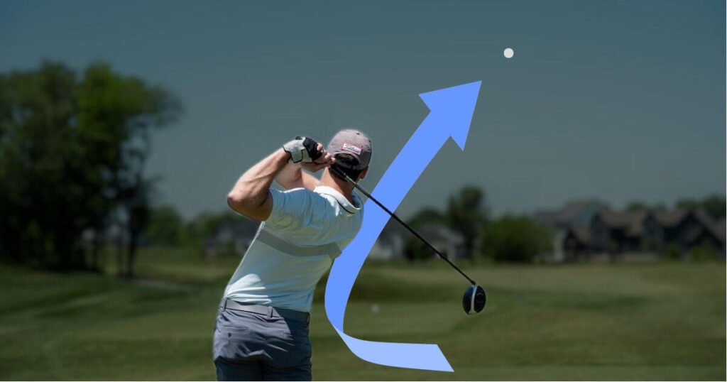 A golfer demonstrating what a slice in golf is and how to stop slicing your driver