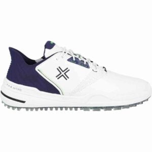 Payntr X 005 Golf Shoe in white and blue designed to be comfortable